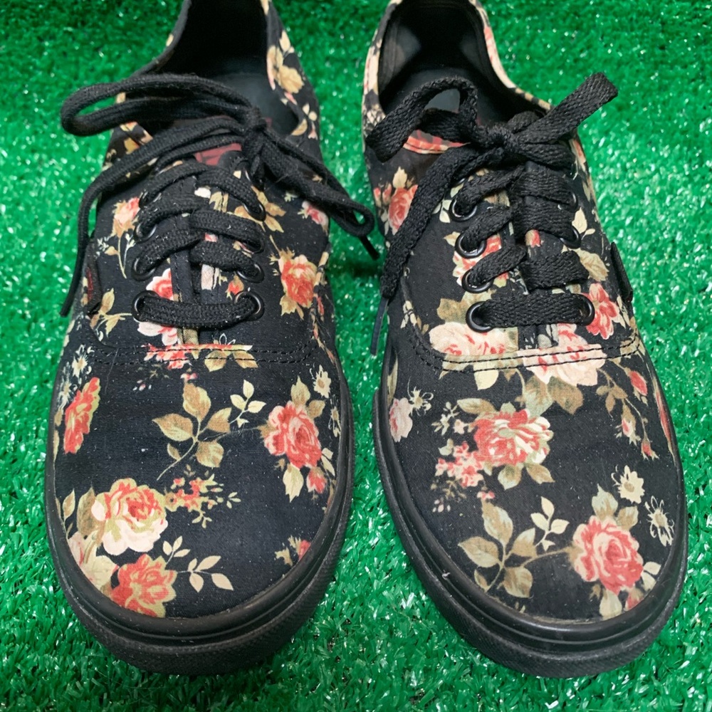 Vans Black Floral Women's Sneakers